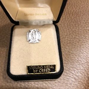 NEW Saint Florian Sterling Silver  tie tack in box